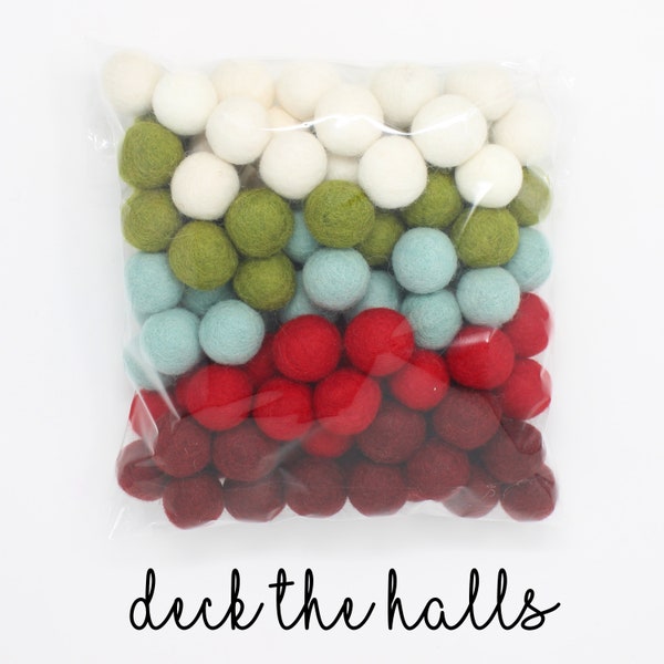 Deck The Halls Pom Balls | Christmas Holiday Decor | Colors Felt Poms Wholesale | Wool Felt Pompoms | DIY Felt Ball Garland | Wool Felt Ball