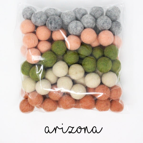 Arizona Palette Felt Balls | Wool Felt Pompoms Wholesale | DIY Felt Ball Garland | Desert Palette Wool Felt Balls | Choose Color Quantity