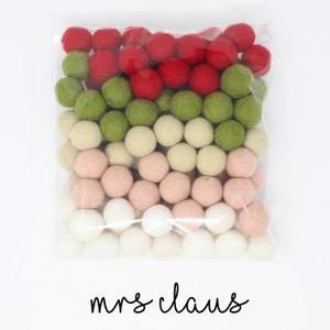 Mrs. Claus Pom Balls | Christmas Holiday Decor | Colors Felt Poms Wholesale | Wool Felt Pompoms | DIY Felt Ball Garland | Wool Felt Ball