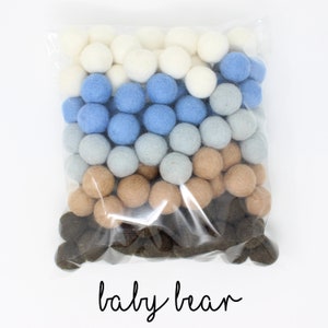 Baby Bear Pom Balls | Nursery Decor | Room Decor | Colors Felt Poms Wholesale | Wool Felt Pompoms | DIY Felt Ball Garland | Wool Felt Balls