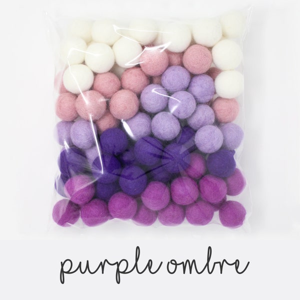 Purple Felt Pom Pom Balls | Purple Ombre Wool Felt Pompoms Wholesale DIY Pom Pom Garland Bulk Wool Felt Balls Felt Balls | Choose Color
