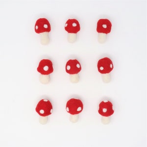 Felt Mushrooms | Felted Red Mushrooms | DIY Garland | Felt Balls | Felt Pom Poms | Fall Home Decor | DIY Baby Mobile | Select Quantity