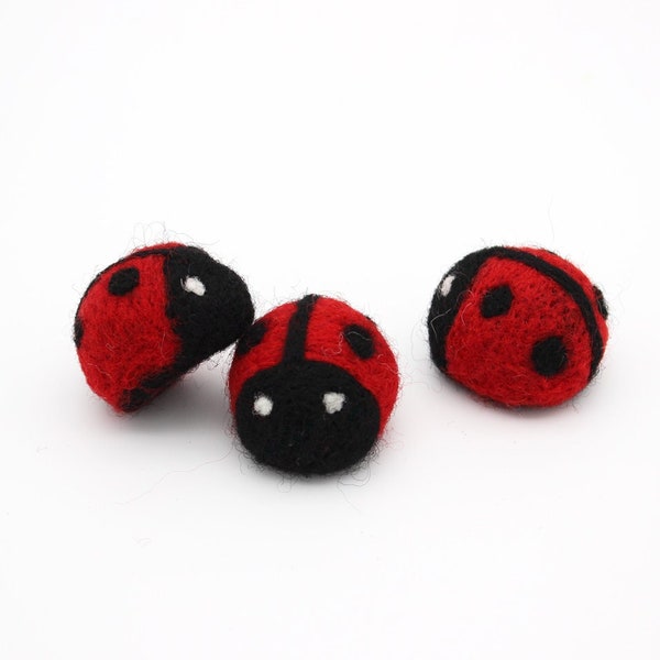 Felt Ladybugs | Felt Lady Bugs | Felted Ladybug | Felt Lady Bug | Ladybug Felt Balls | Lady Bug Felt Balls | Choose Quantity