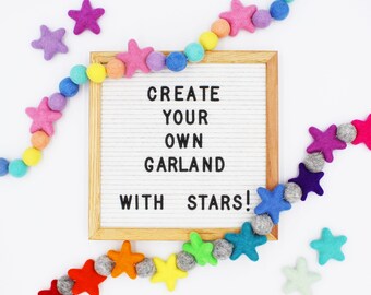 cake smash Home D\u00e9cor Star Garland Party decoration Rainbow Star Garland made with Large felt Stars Rainbow Garland Felt garland