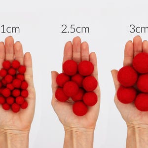 Felt Pom Poms 3 Sizes | 1cm 2.5cm 3cm Wool Felt Balls for DIY Felt Ball Garland | Choose Color & Quantity image 1