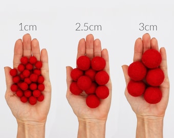 Felt Pom Poms 3 Sizes | 1cm 2.5cm 3cm Wool Felt Balls for DIY Felt Ball Garland | Choose Color & Quantity