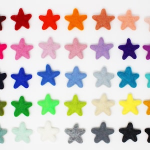 Estrellas de fieltro / Pompones con forma de fieltro / Pompones de estrellas de fieltro de lana / Pompones de fieltro de estrella para guirnalda de bolas de fieltro DIY / Elija color Cantidad