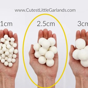 Pompones de fieltro bohemios al por mayor / Pompones de fieltro de lana color blanco mostaza menta claro aguamarina rubor claro rubor imagen 5