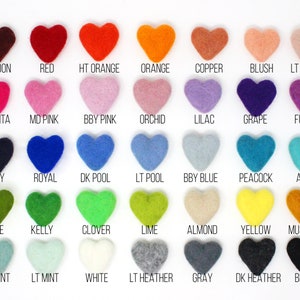 Felt Hearts | Felt Shape Pom Poms | Wool Felt Hearts Pompoms | Heart Felt Balls for DIY Felt Ball Garland | Choose Color Quantity