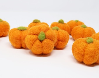 Felt Pumpkins | Fall Decor Pumpkin Felt Balls | Felted Pumpkin Pom Poms | DIY Halloween Garland Craft | Thanksgiving Decor | Choose Color