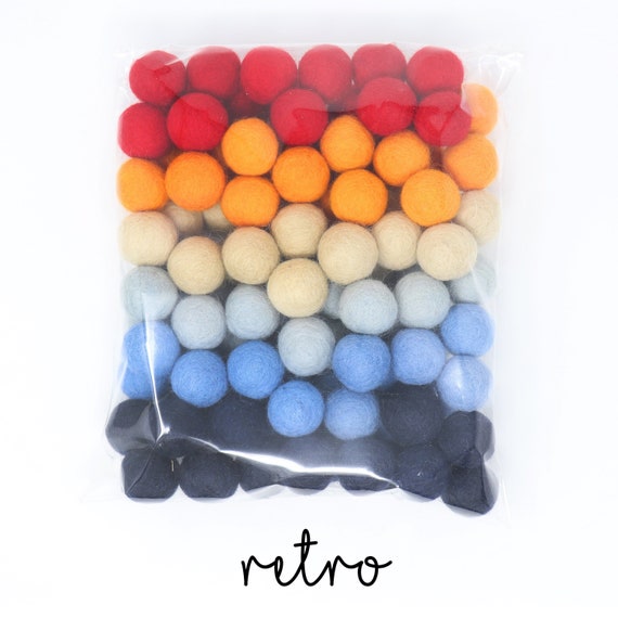 Retro Pom Balls Nursery Colors Felt Poms Wholesale Wool Felt Pompoms DIY  Felt Ball Garland Wool Felt Balls Gender Neutral 