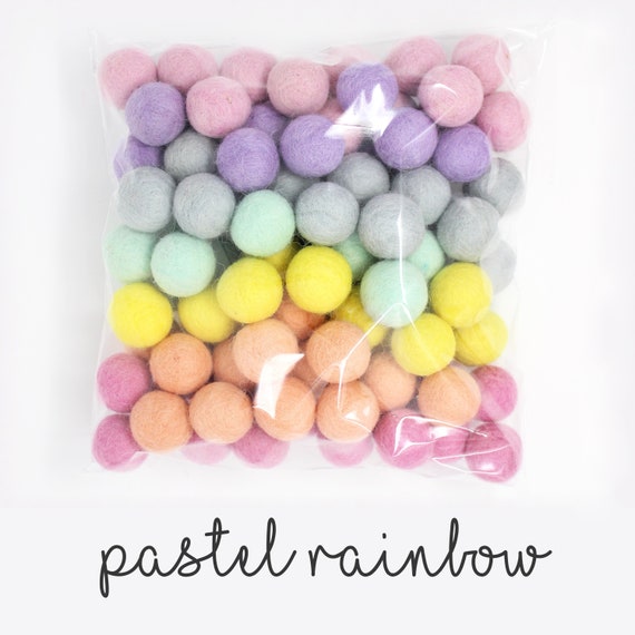 Rainbow Felt Balls Wholesale Pastel Rainbow Wool Felt Pompoms Wholesale DIY  Felt Ball Garland Wool Felt Balls Choose Color Quantity 