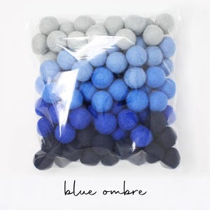 Blue Ombre Felt Balls Wholesale | Navy Royal Dark Pool Light Pool Baby Blue Wool Felt Poms