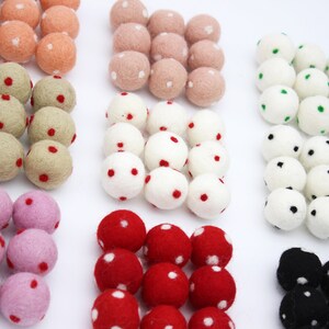 Polka Dot Felt Balls 2.5cm Wool Felt Balls with Polka Dots Party Garland Felt Balls Polka Dot Pom Poms Choose Color Quantity image 8