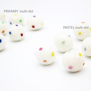 Polka Dot Felt Balls 2.5cm Wool Felt Balls with Polka Dots Party Garland Felt Balls Polka Dot Pom Poms Choose Color Quantity image 6