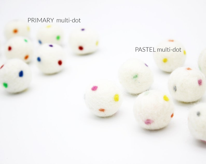 Polka Dot Felt Balls 2.5cm Wool Felt Balls with Polka Dots Party Garland Felt Balls Polka Dot Pom Poms Choose Color Quantity image 6