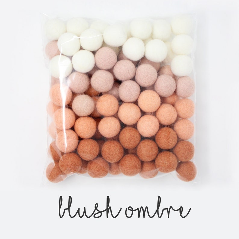 Blush Felt Balls Wholesale | Blush Wool Felt Pompoms Wholesale DIY Pom Pom Garland | Bulk Wool Felt Balls Blush Felt Balls | Choose Color 