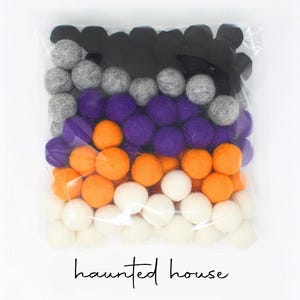 Halloween Wool Felt Balls Wholesale | Haunted House Felted Poms Orange Black Purple White for DIY Felt Garland | Choose Color + Quantity