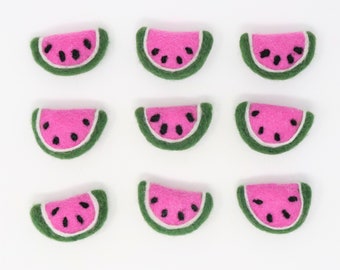 Felt Watermelons | Felted Watermelon Slices | DIY Spring Garland Fruit Felt Balls | Felt Felted Fruit Balls | Summer Decor | Select Quantity