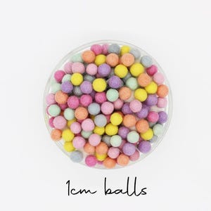 Felt Pom Poms 1cm | 1 cm 100% Wool Felt Pompoms balls | Small Half Inch Wool Felt Balls | Choose Color & Quantity