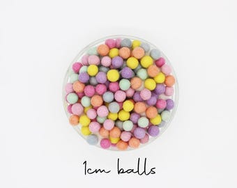 Felt Pom Poms 1cm | 1 cm 100% Wool Felt Pompoms balls | Small Half Inch Wool Felt Balls | Choose Color & Quantity