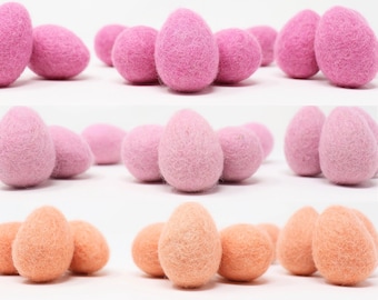 Œufs de Pâques en feutrine | Pompons en feutrine pastel unie en forme d'œufs de Pâques