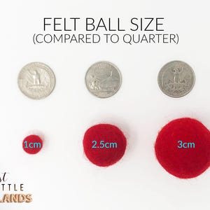 Felt Pom Poms 3 Sizes | 1cm 2.5cm 3cm Wool Felt Balls for DIY Felt Ball Garland | Choose Color & Quantity image 3