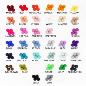 Felt Pom Poms 3 Sizes | 1cm 2.5cm 3cm Wool Felt Balls for DIY Felt Ball Garland | Choose Color & Quantity image 2