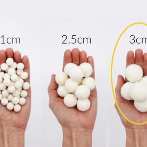 Felt Pom Poms 3cm | 3 cm 100% Wool Felt Pompoms balls | DIY Felt Ball Garland | Large Wool Felt Balls | Choose Color & Quantity