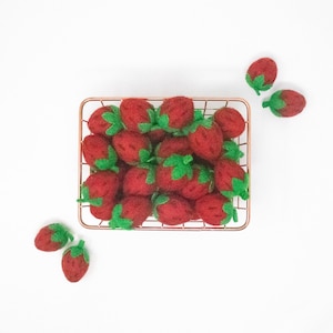 Felted Small Fruit | Felt Fruit DIY Felt Ball Fruit Garland Poms | Felt Strawberry Apple Orange Pear Peach | Select Quantity + Type