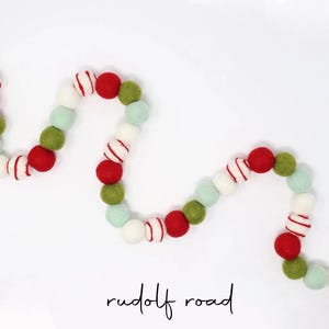 Christmas Pom Pom Garland | Rudolf Road Felt Ball Garland | Felt Pom Garland Choose Length