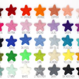 Felt Stars | Felt Shape Pom Poms | Wool Felt Stars Pompoms | Star Felt Balls for DIY Felt Ball Garland | Choose Color Quantity