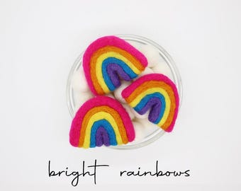 Felt Rainbows | Felted Bright Rainbows | Rainbow Birthday Decor | DIY Felt Garland Rainbow | DIY Bright Rainbow Garland | Select Quantity