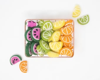 Felted Fruit Slices | Felt Fruit DIY Summer Party Decor Garland | Grapefruit Orange Lemon Lime Watermelon | Select Quantity + Type
