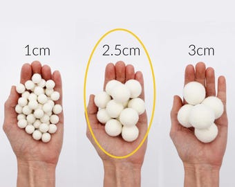 Felt Pom Poms | 2.5cm Wool Felt Balls for DIY Felt Ball Garland | Choose Color & Quantity