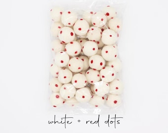 Pompones de fieltro de lunares / Pompones de fieltro de lana de 2,5 cm con lunares / Elige color + cantidad