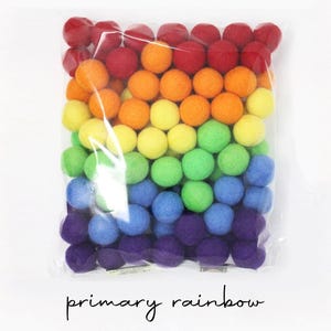Wool Felt Balls Wholesale | Primary Rainbow Felted Pom Poms for DIY Felt Ball Garland | Choose Color + Quantity