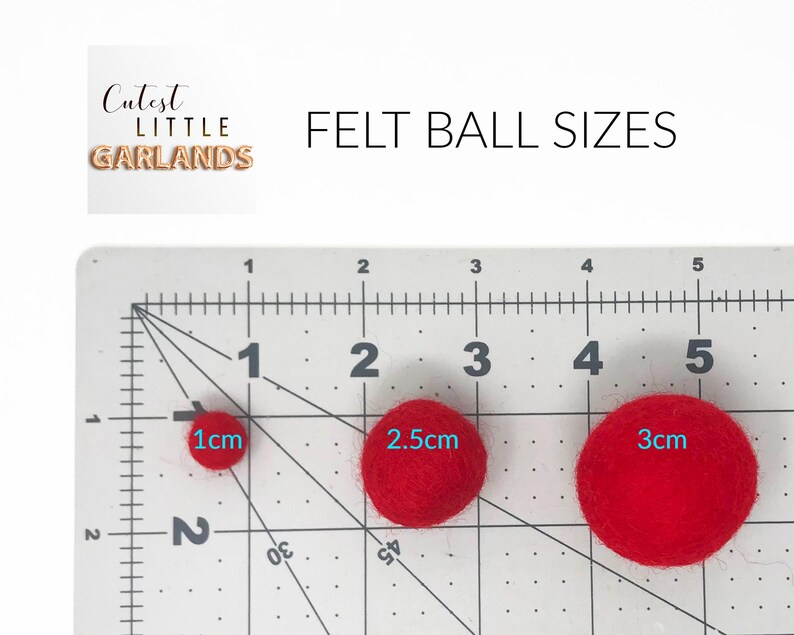 Felt Pom Poms 3 Sizes | 1cm 2.5cm 3cm Wool Felt Balls for DIY Felt Ball Garland | Choose Color & Quantity image 4