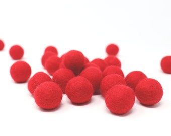 Red Felt Pom Poms Wholesale | Red Wool Felt Pompoms Wholesale | Red Pom Ball | DIY Felt Ball Garland | Wool Felt Balls | Choose Quantity Red