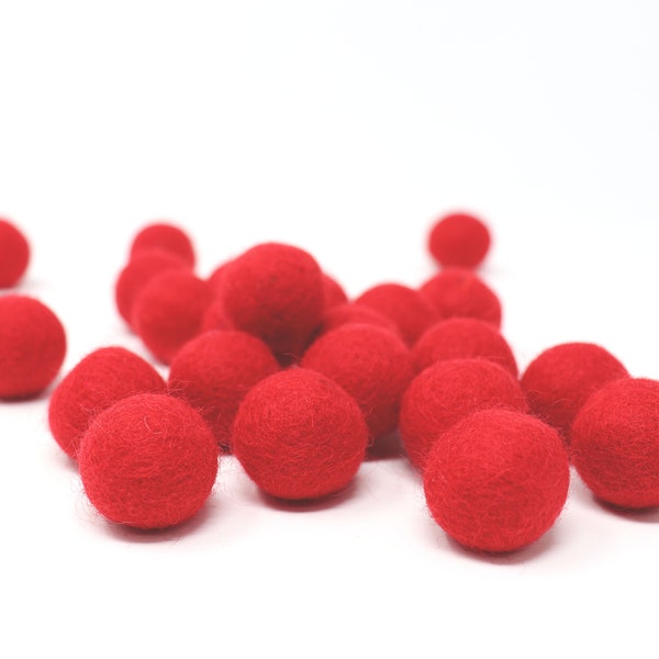 Red Felt Pom Poms Wholesale | Red Wool Felt Pompoms Wholesale | Red Pom Ball | DIY Felt Ball Garland | Wool Felt Balls | Choose Quantity Red