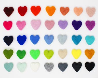 Felt Hearts | Felt Shape Pom Poms | Wool Felt Hearts Pompoms | Heart Felt Balls for DIY Felt Ball Garland | Choose Color Quantity
