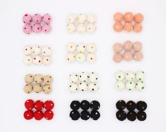Polka Dot Felt Balls | 2.5cm Wool Felt Balls with Polka Dots | Choose Color + Quantity