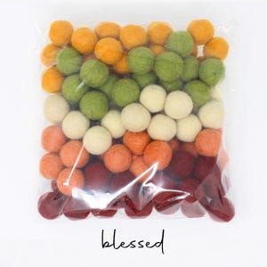 Thanksgiving Wool Felt Balls Wholesale | Blessed Felted Pom Poms Maroon Green Mustard for DIY Felt Ball Garland | Choose Color + Quantity