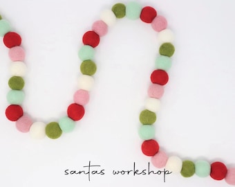 Christmas Pom Pom Garland | Santa's WorkshopFelt Ball Garland | Felt Pom Garland Choose Length