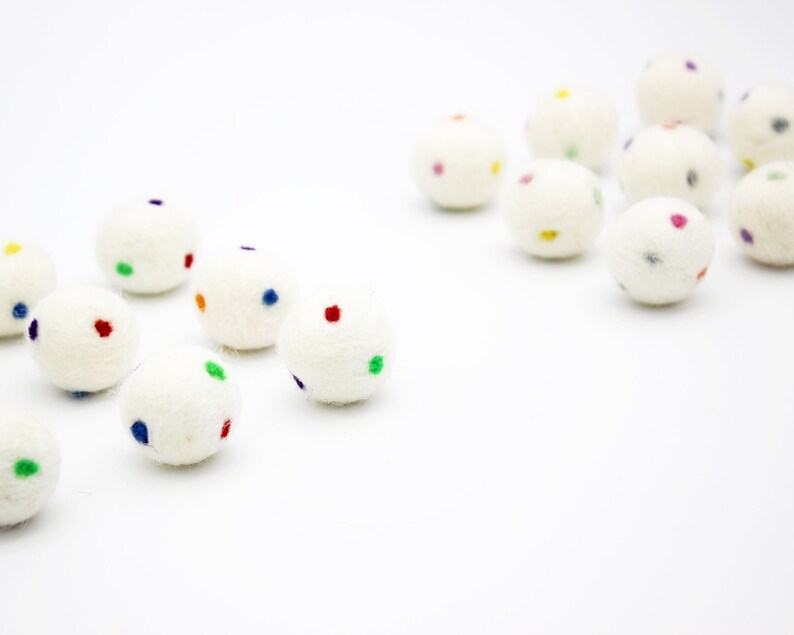 Polka Dot Felt Balls 2.5cm Wool Felt Balls with Polka Dots Party Garland Felt Balls Polka Dot Pom Poms Choose Color Quantity image 9