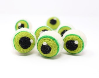 Felt Eyeballs | Felted Googly Eyes | DIY Halloween Garland | Halloween Felt Balls | Eye Ball Pom Poms | Fall Decor | Select Color + Quantity