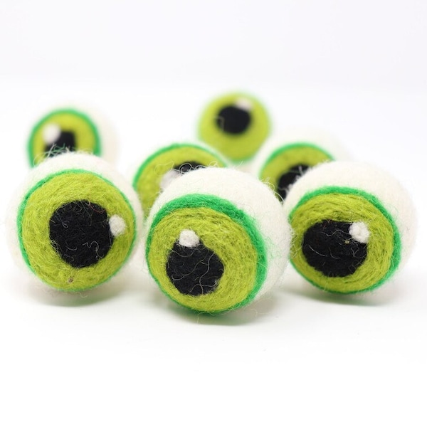 Felt Eyeballs | Felted Googly Eyes | DIY Halloween Garland | Halloween Felt Balls | Eye Ball Pom Poms | Fall Decor | Select Color + Quantity