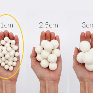 Felt Pom Poms 1cm | 1 cm 100% Wool Felt Pompoms balls | Small Half Inch Wool Felt Balls | Choose Color & Quantity