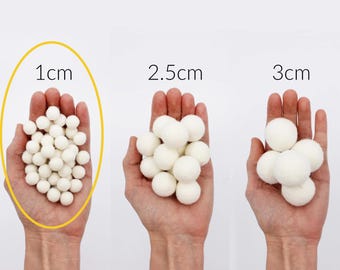 Felt Pom Poms 1cm | 1 cm 100% Wool Felt Pompoms balls | Small Half Inch Wool Felt Balls | Choose Color & Quantity