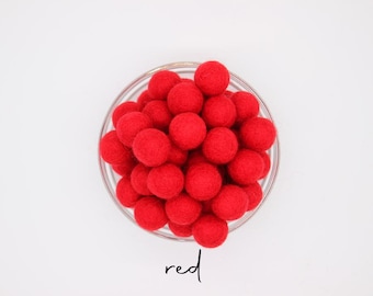 Wool Felt Balls Wholesale | Red Felt Pom Poms Wholesale | DIY Felt Ball Garland | Choose Color + Quantity